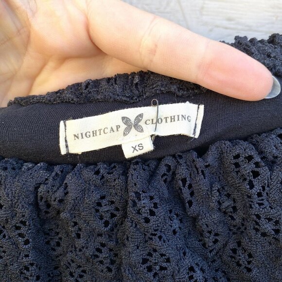 Nightcap Clothing Stretch Lace Ruffle Off Shoulder Open Back Jumpsuit Sz XS - Picture 5 of 10